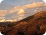 On our return in the evening light. Mali i Fagut on the right, with 1425 Meter altitude. Mali me Gropa (the mountain with holes) to the left is fully covered in snow, although it is only 400 Meter higher than Fagut.