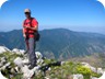 Endrit at the summit. Maja e Bukanikut in the distance. It may not look like it, bit Maja e Gaferit is 70 Meter higher than Bukanikut.