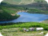 The reservoir near the trailhead, with the club houses at which outings can be arranged.