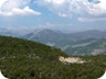 View from Kalasës towards Mali me Gropa (left) and the dark pyramid of Mali i Snoijt (right)