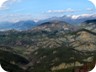 At the Viewpoint. The view here is better from the summits. In the center the hill of Persqop, and to its left Petrele. Dajti provides the backdrop