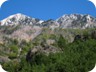 The summit area of Munella seen from below. One of the two summits of Munella is the pyramid on the left