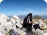 Gabi on the summit. Valamares in the background