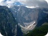 Nemercke Mountain seen from the Vjosa valley, with the amphitheater and the summit, Papingut. The summit is also called Maja e Drites. The amphitheater is about 1000 meter high.