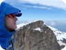 James surveying distant mountains, possibly Gramos