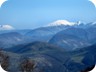 Panorama seen from Mali i Shpiragut (near Berat, see separate trail). From left to right: Nemercke mountain with its summit Papingut, then Trebeshine,  in the distance Cajupi and Strakovecit, and Mali i Shëndëllisë on the right.