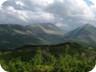 Trebeshine and Mali i Shëndëllisë, in summer, from Buz (along the road connecting Berat and Kelcyre). Trebeshine is higher than Shëndëllisë, but the latter is more pointy.