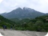 The road to the foot of the falls, where a hydroenergy plant is under construction