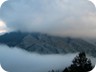 Our views were obscured by clouds. Here, a glimps towards the slopes of Maja e Kulmakes