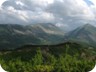 Mali i Trebeshinës (left) and Mali i Shendellisë (right), seen from Buz along the Berat-Kelcyre road.