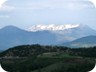 Ostrovice Mountain, seen from the Tërpan - Buzë road. In our view, Ostrovice is among the mountains of southern Albania most difficult to reach. A climb to its summit is a truly rewarding experience. See separate trail on this site.